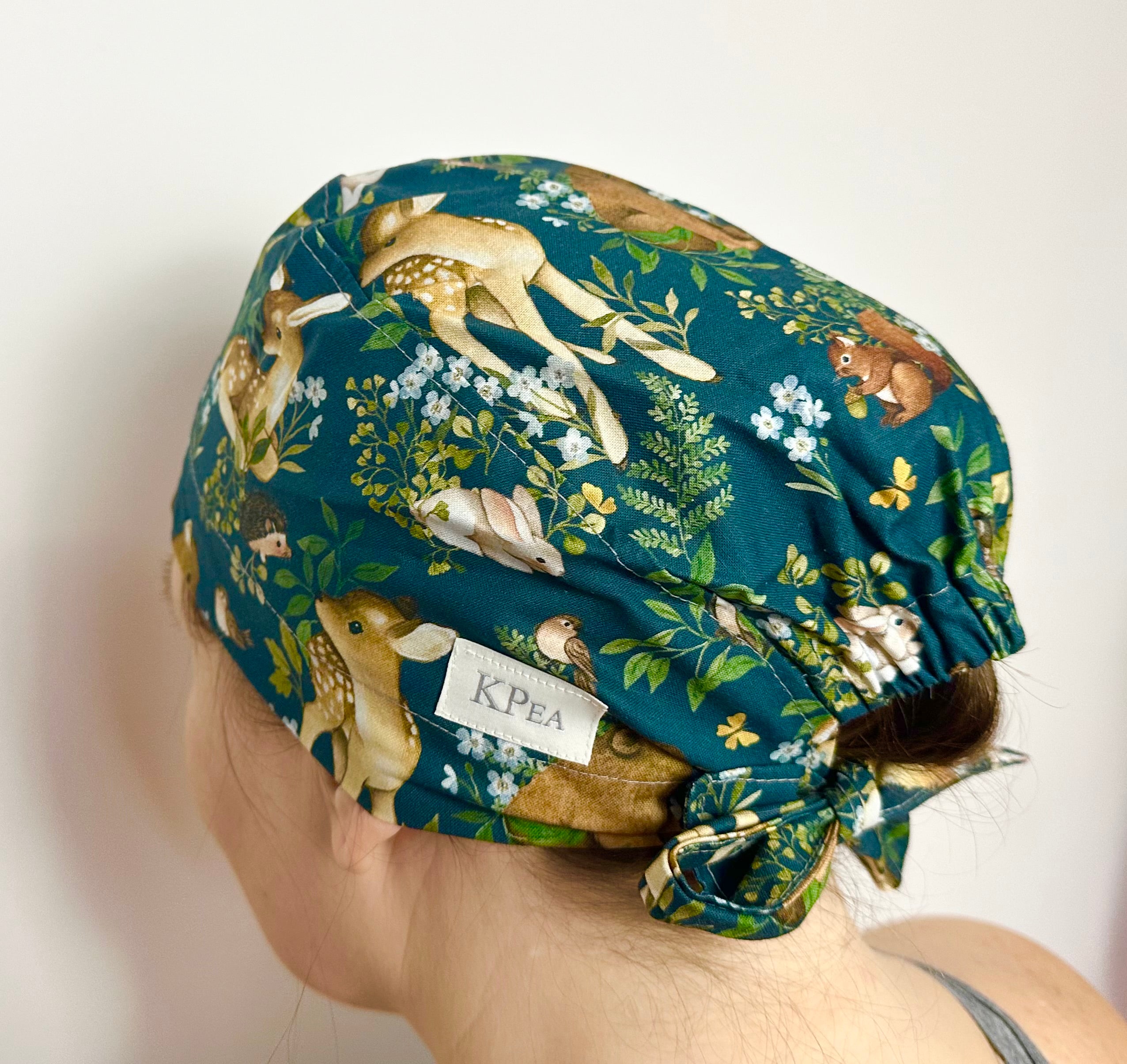 Forest Fawn Scrub Cap Tie Back or Bouffant Style