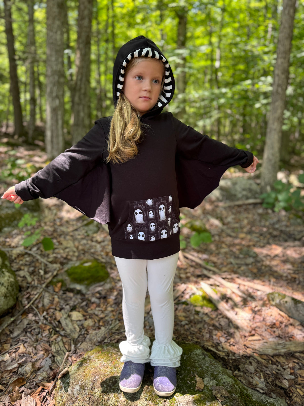 Ghosted Hoodie with bat wings (ships in 2 weeks)