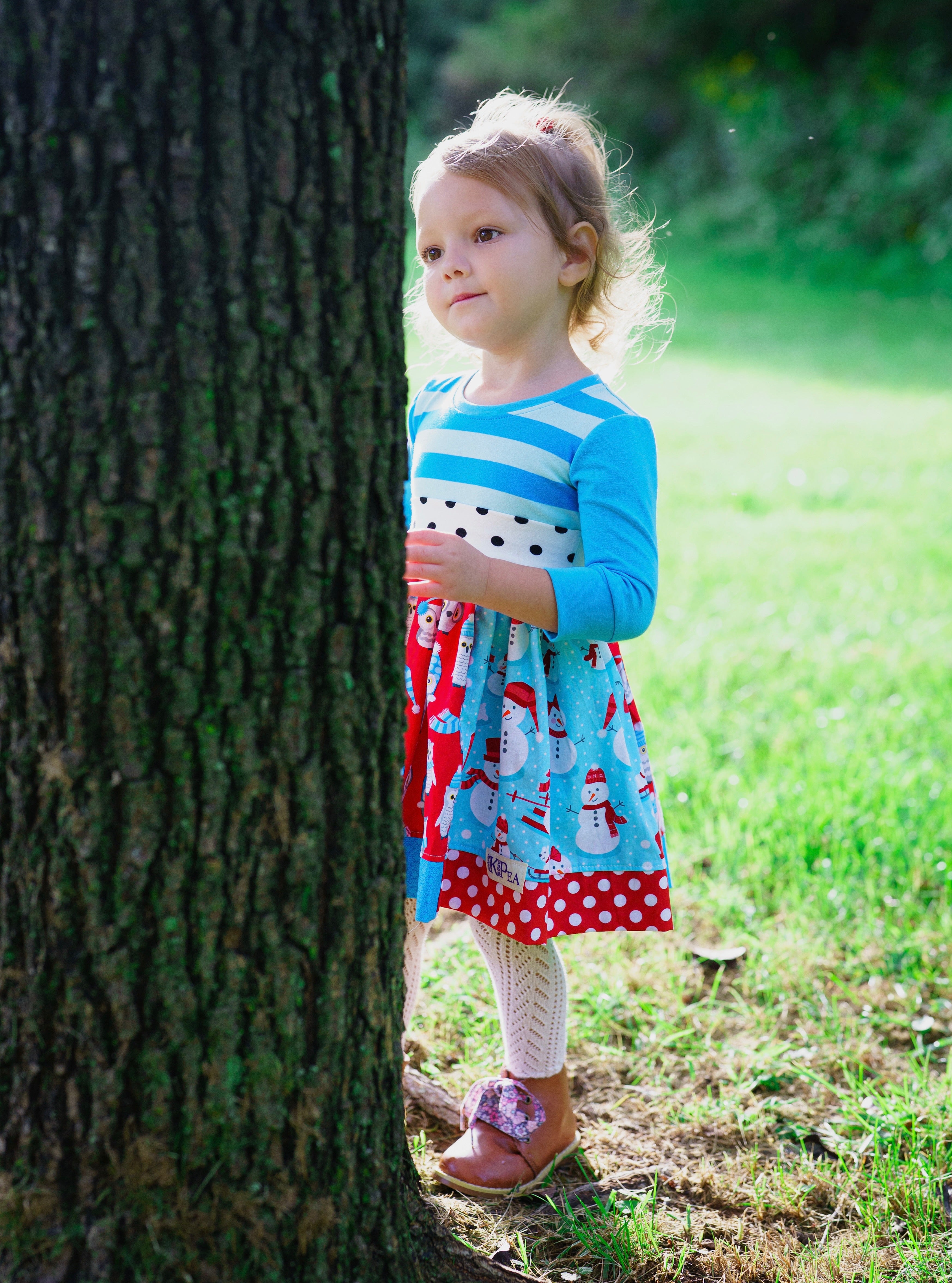 Frosty the Snowman 3/4 sleeved TWIRL Dress (ships in 2 weeks)