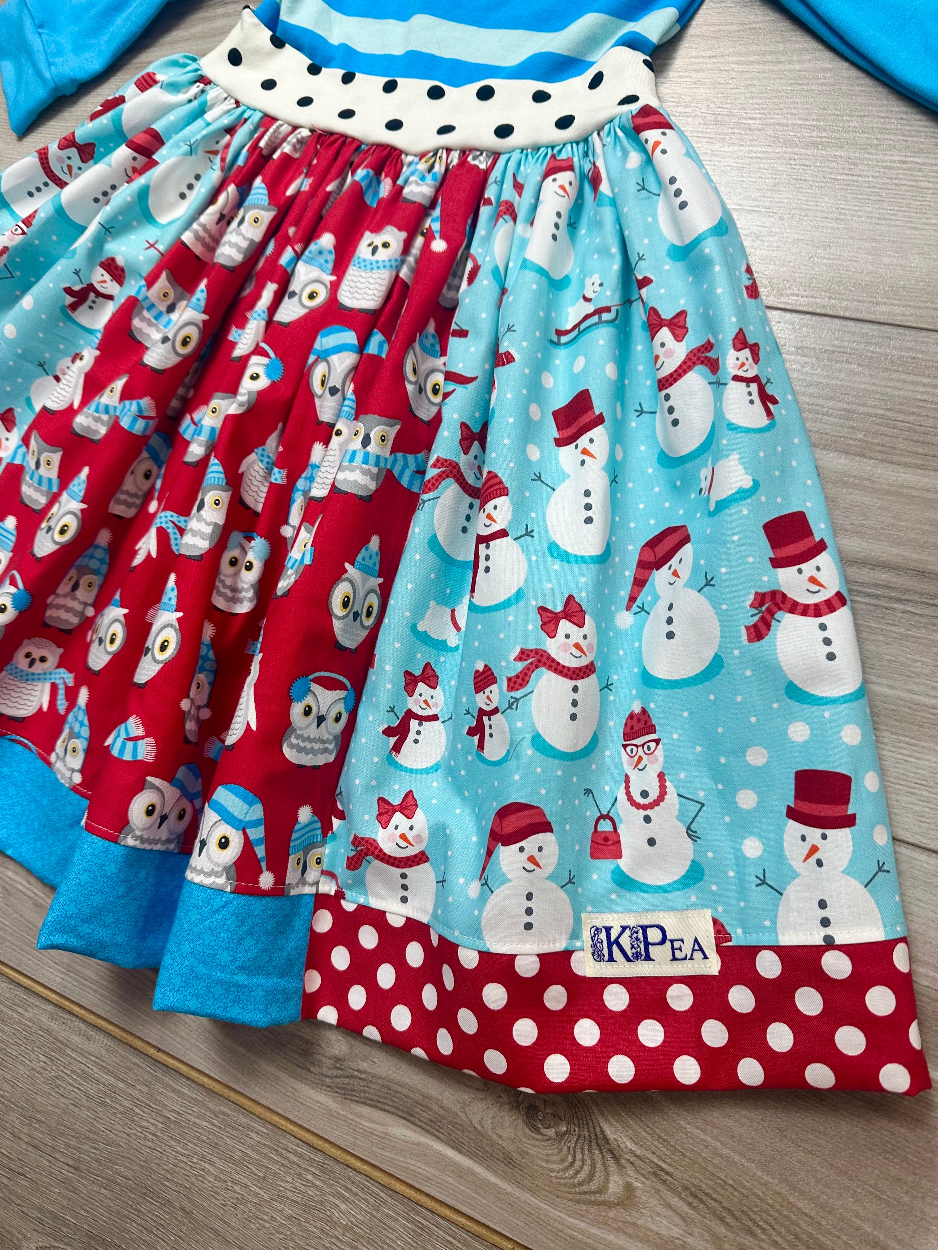 Frosty the Snowman 3/4 sleeved TWIRL Dress (ships in 2 weeks)