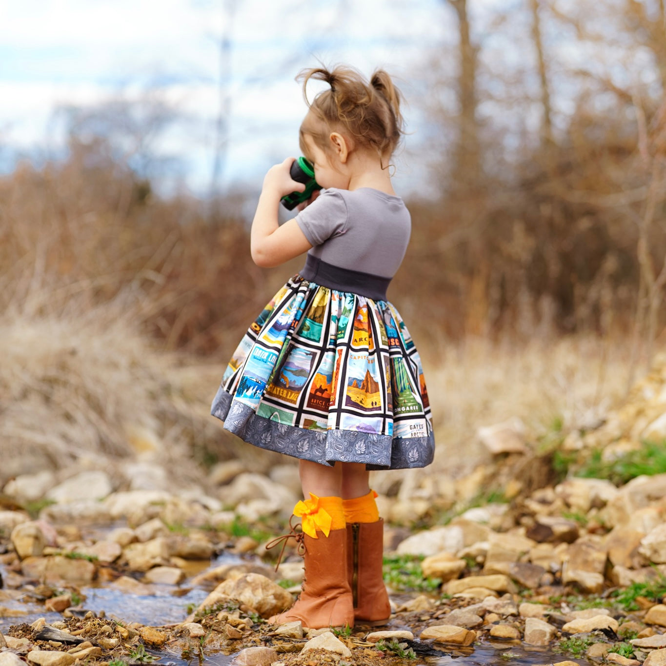 Little Explorer Cap Sleeve Twirl Dress (Ships in 2 Weeks)