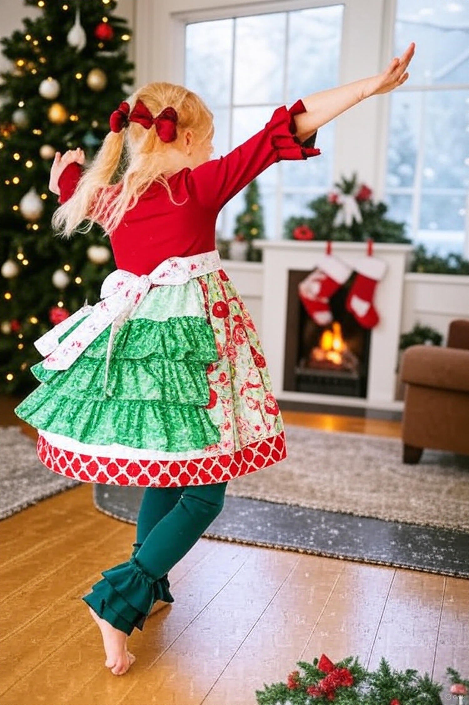 Vintage Bulbs & Bows bustle dress (ships in 2 weeks)