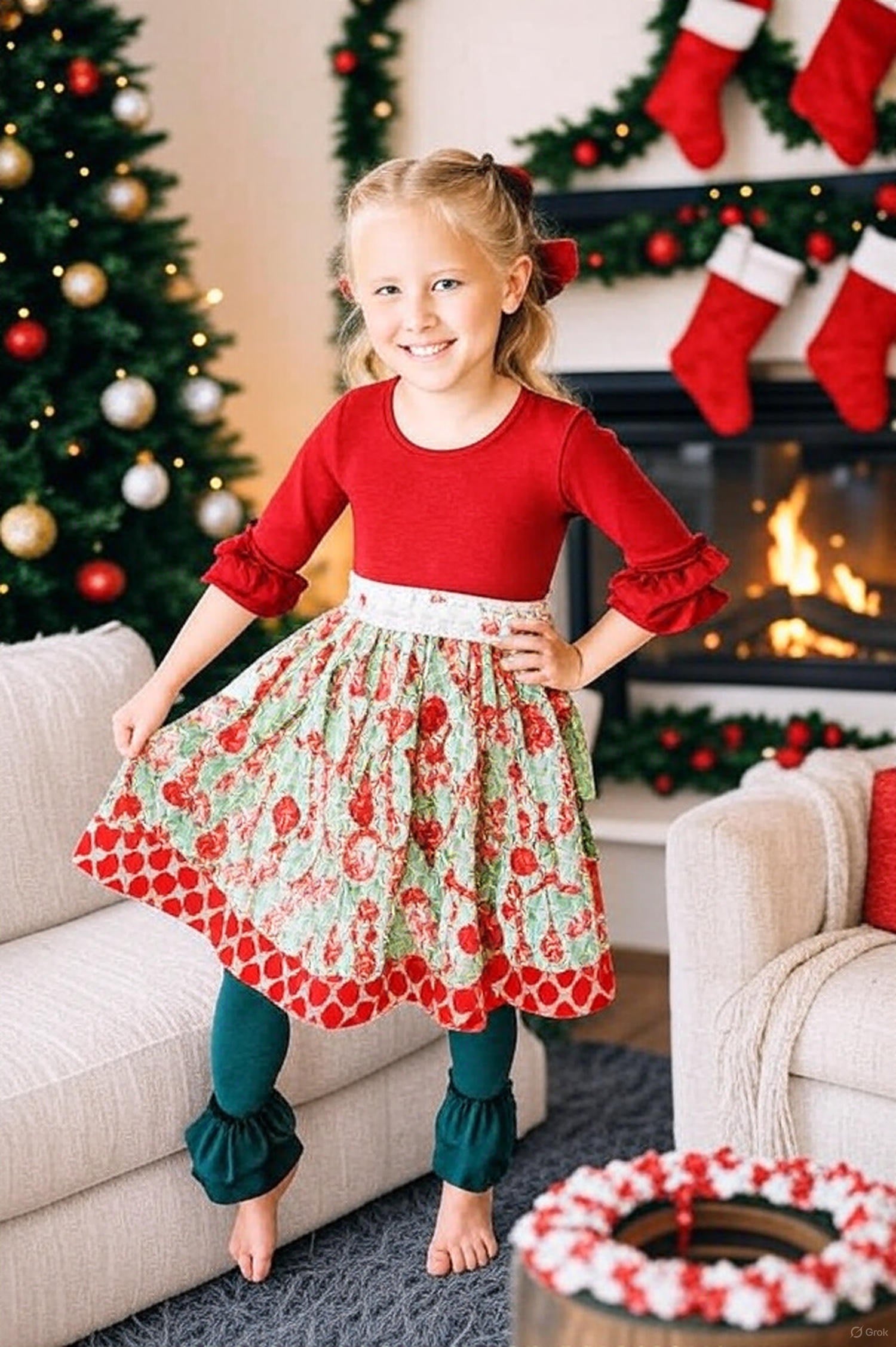 Vintage Bulbs & Bows bustle dress (ships in 2 weeks)