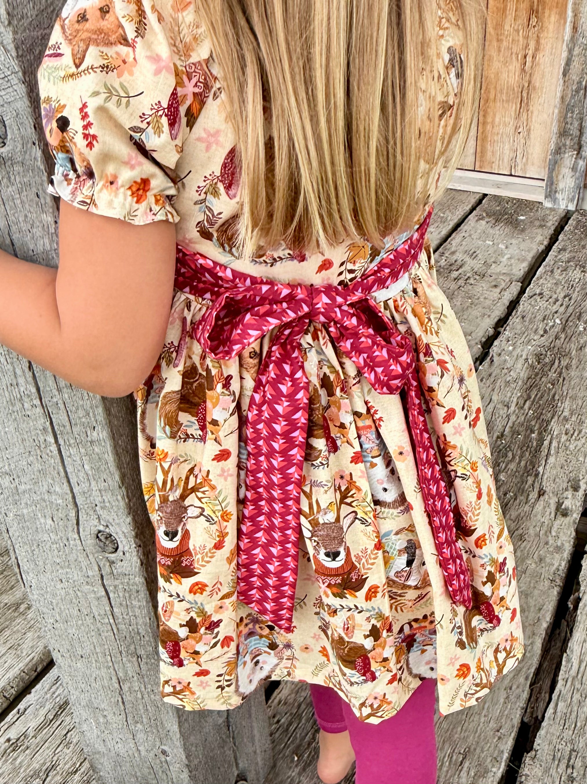 Hedgehog and Friends Peasant Dress (ships in 2 weeks)