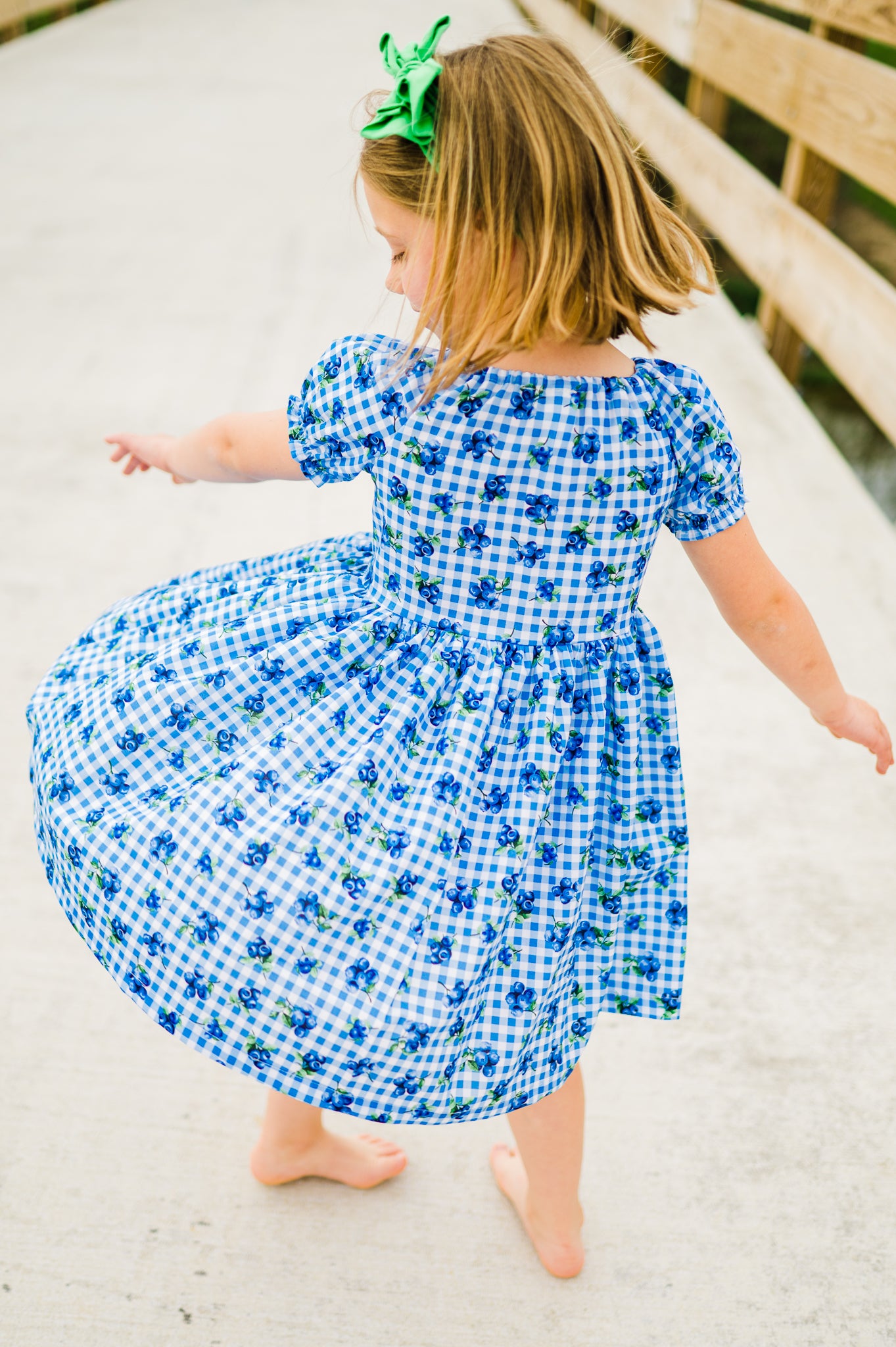 Blueberry Picnic Peasant Twirl Dress