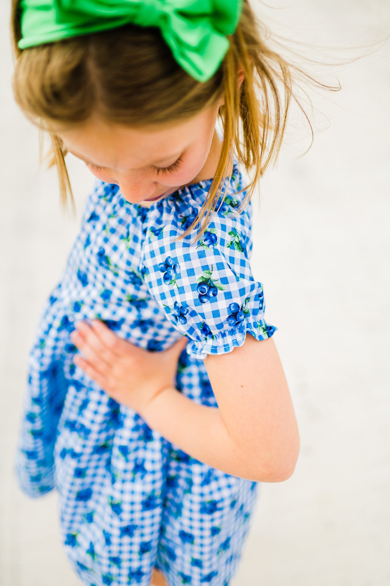 Blueberry Picnic Peasant Twirl Dress