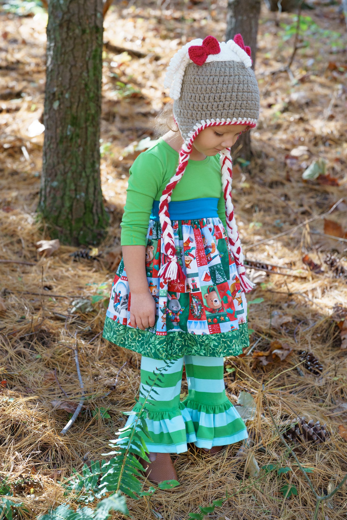 Winter Mint Striped Ruffle pants (ships in 2 weeks)