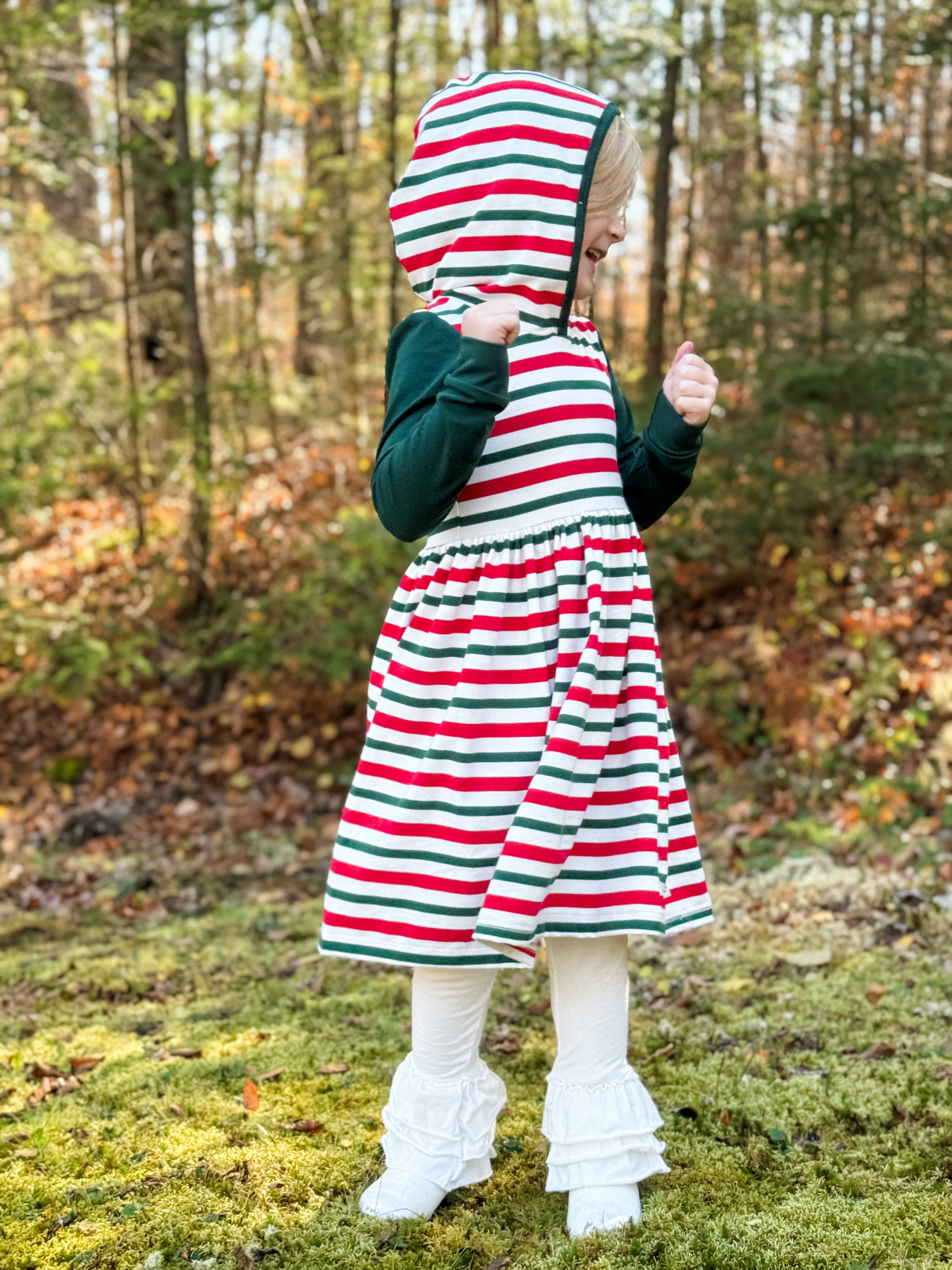 Candy Cane Lane Hooded Lap Dress (ships in 2 weeks)
