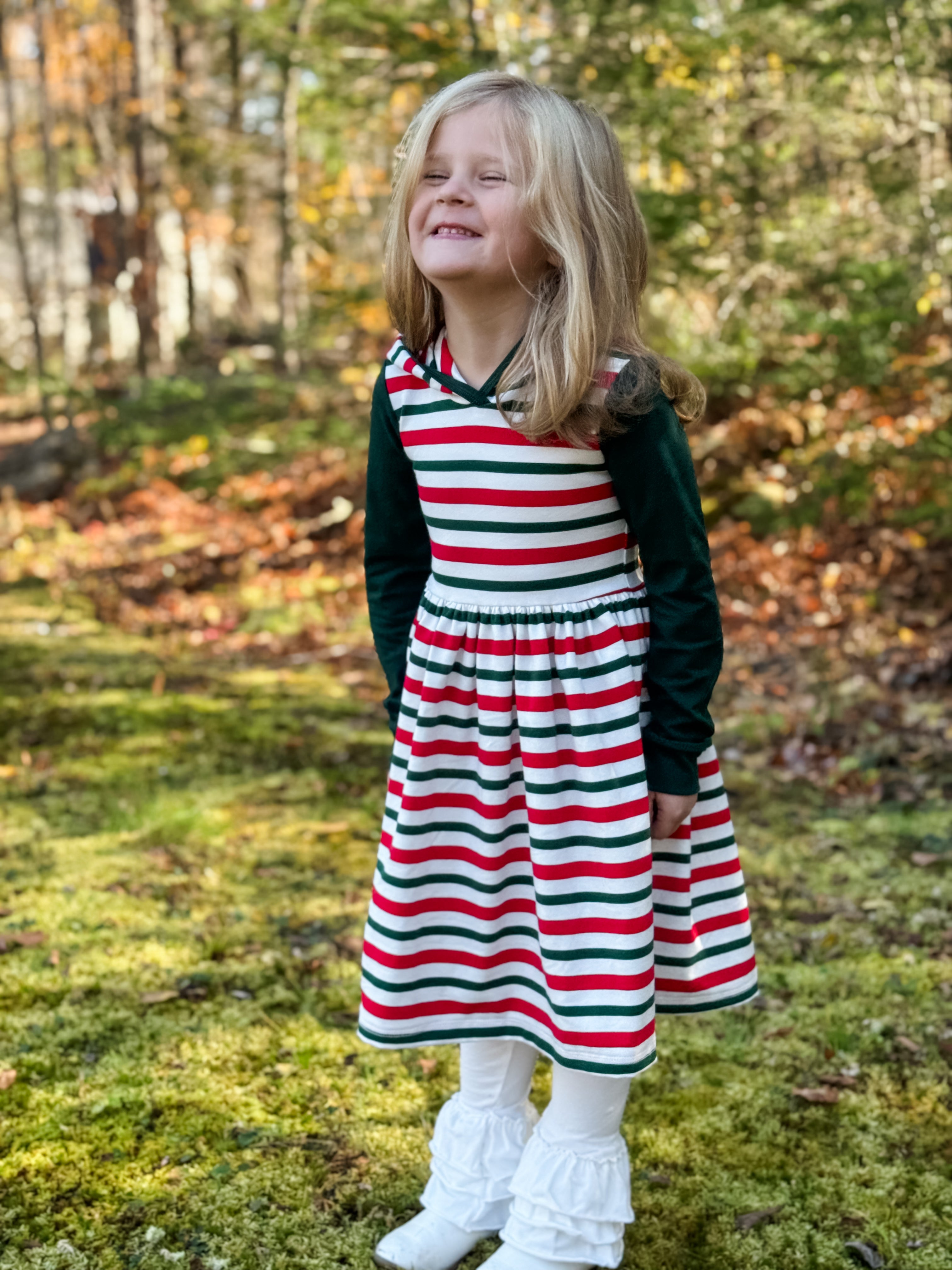 Candy Cane Lane Hooded Lap Dress (ships in 2 weeks)