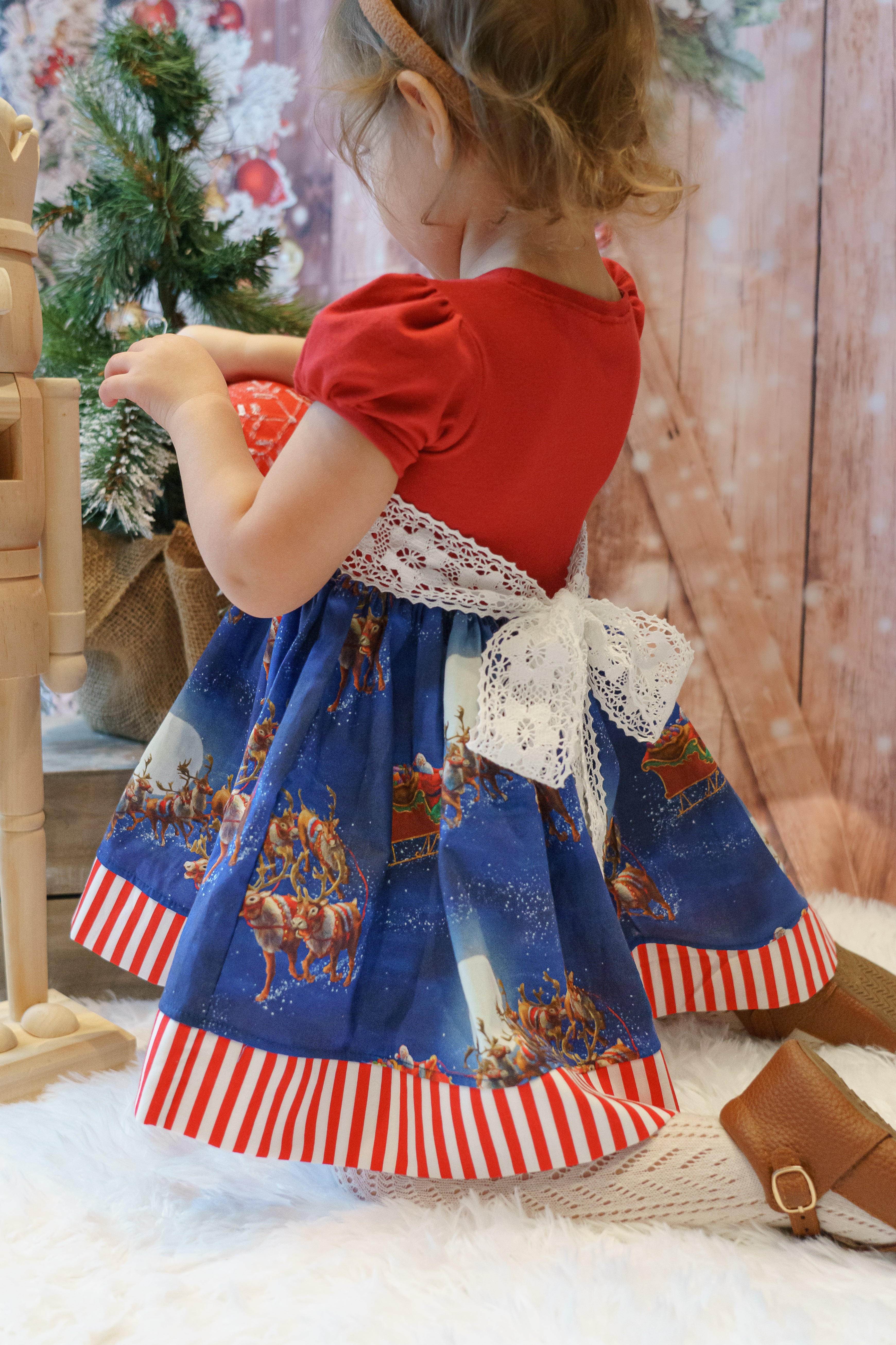 Santa’s Sleigh Puff Sleeved Dress (ships in 2 weeks)