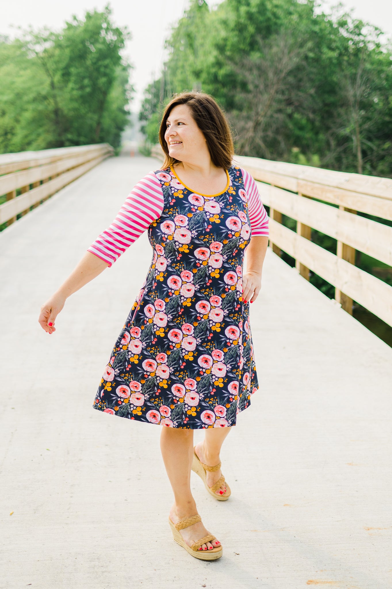 Fall Floral Sarah Swing Ladies Dress (ships in 2 weeks)