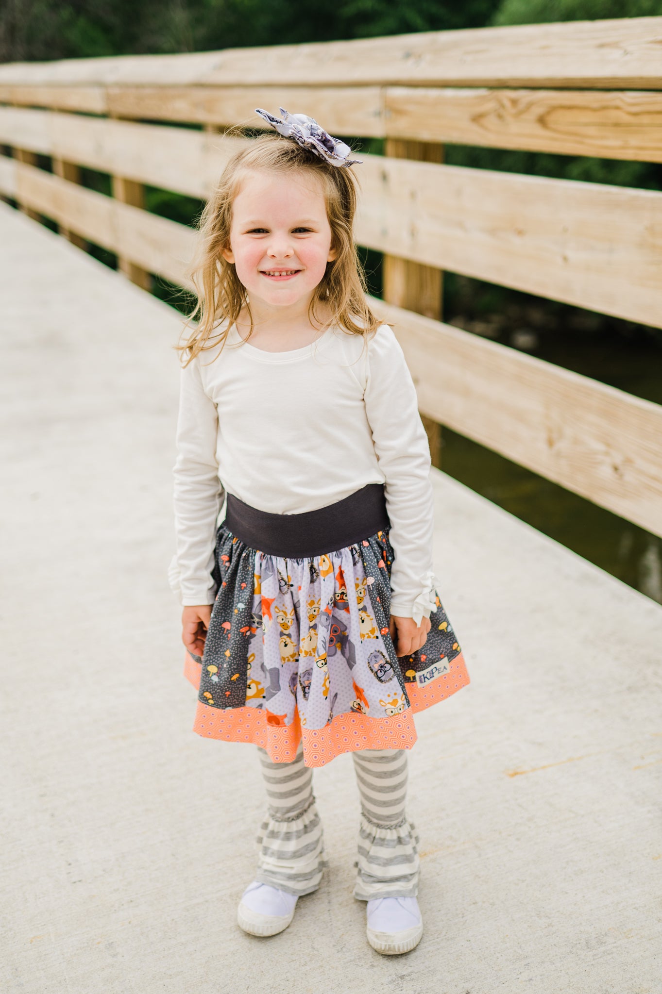 Cream and Silver Striped Triple Ruffle Leggings (ships in 2 weeks)