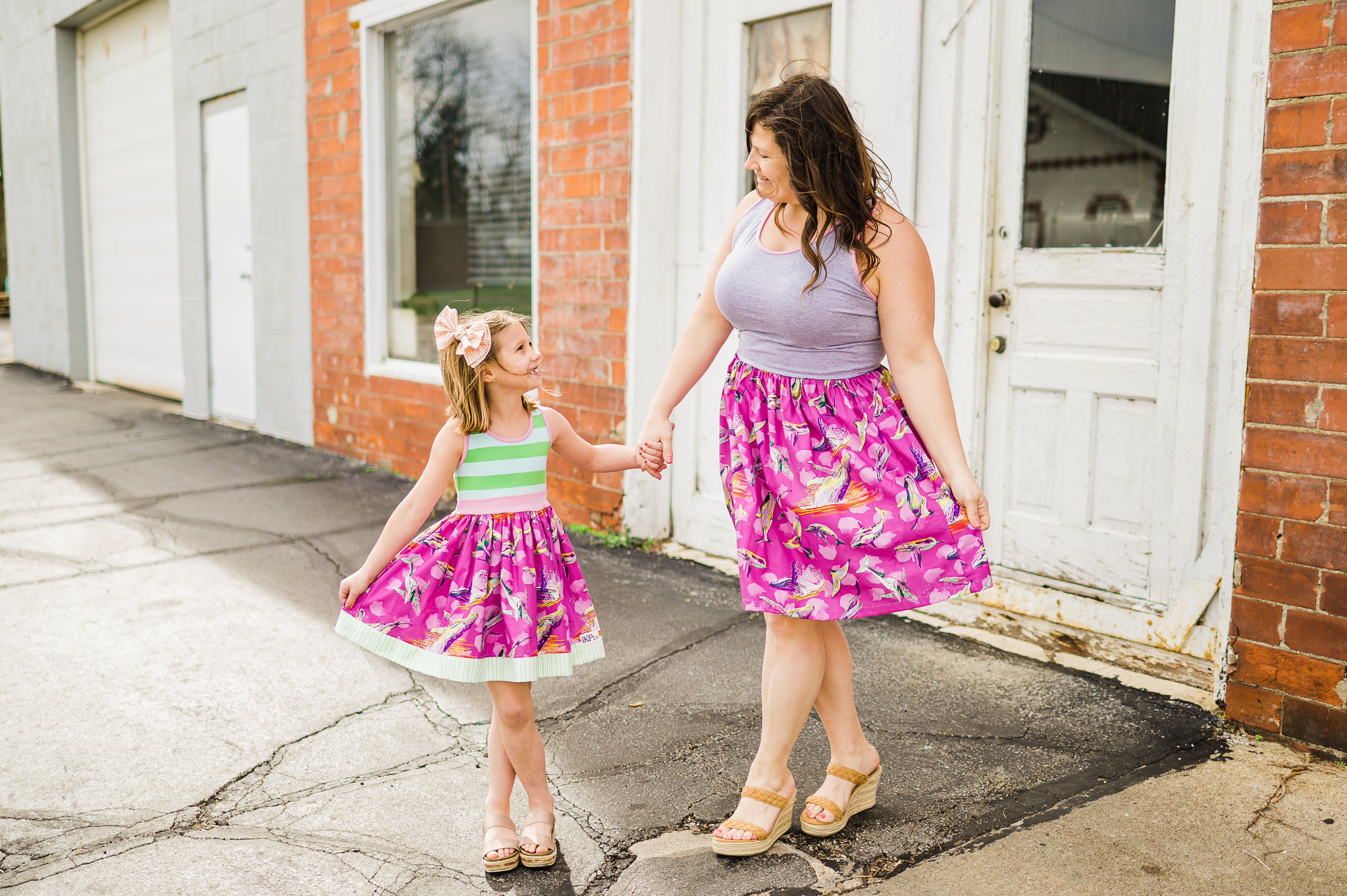 Whale Watching Girls Tank Twirl Dress