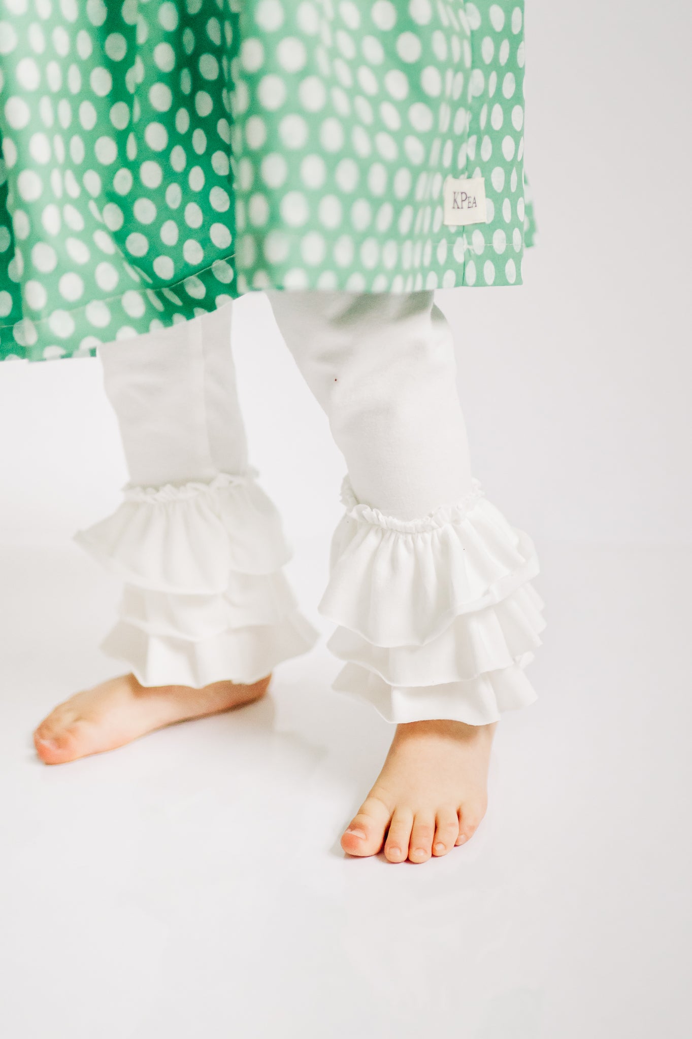 Mint Dot Peasant Puff Sleeved Twirl dress (ships in 2 weeks)