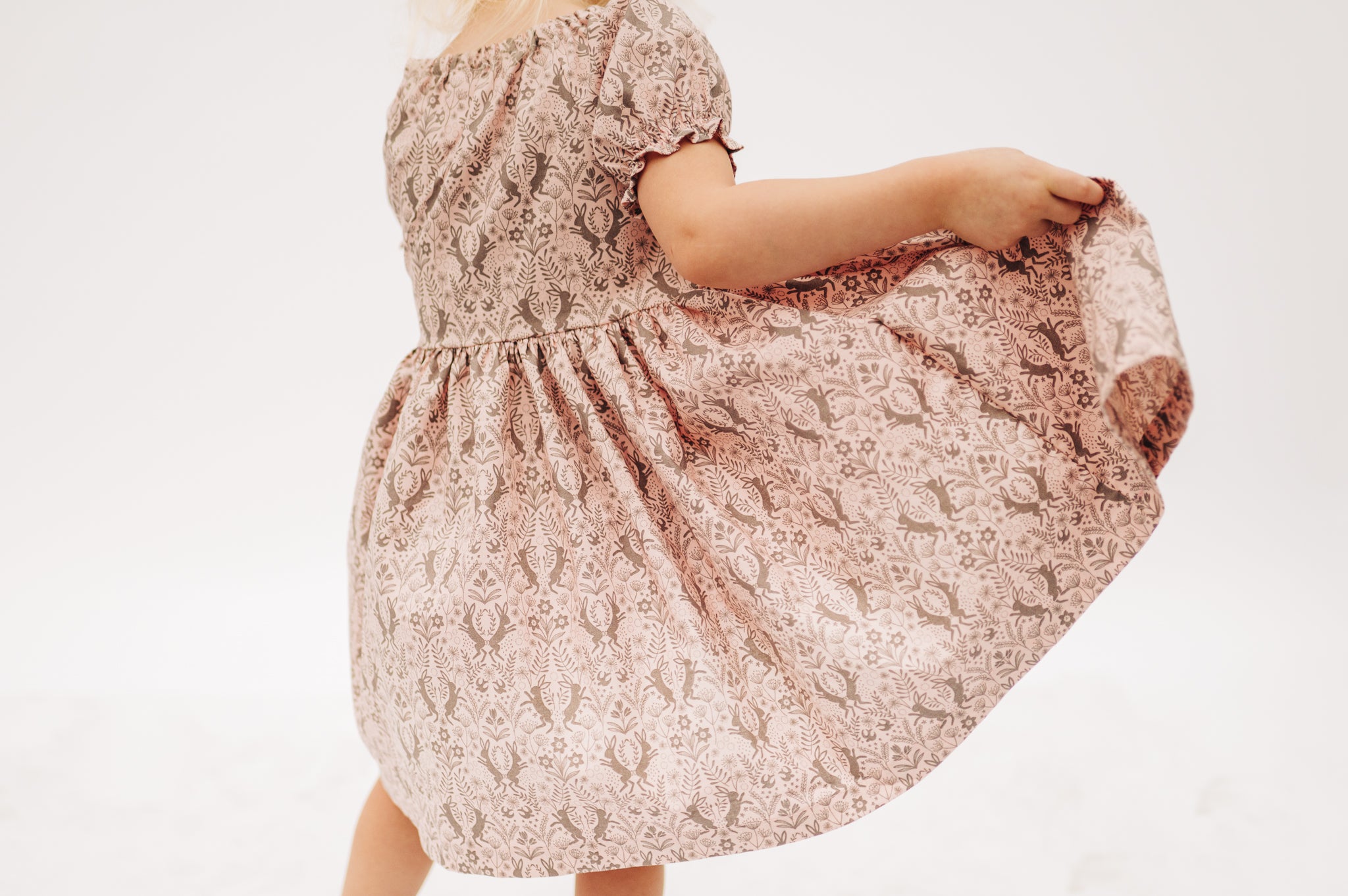 Some Bunny Loves You Peasant Puff Sleeved Twirl dress (ships in 2 weeks)