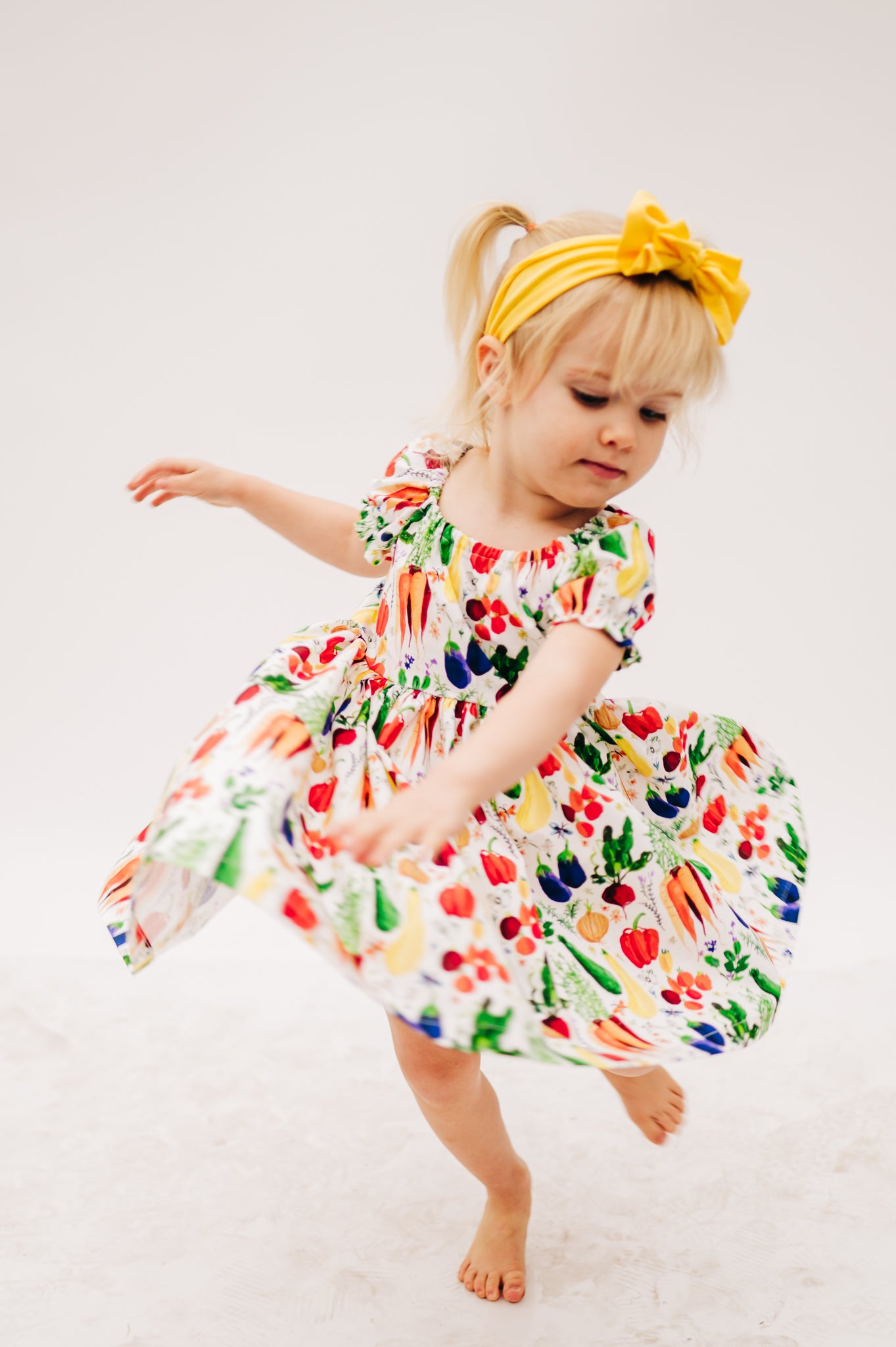 Hungry Caterpillar Peasant Puff Sleeved Twirl dress (ships in 2 weeks)