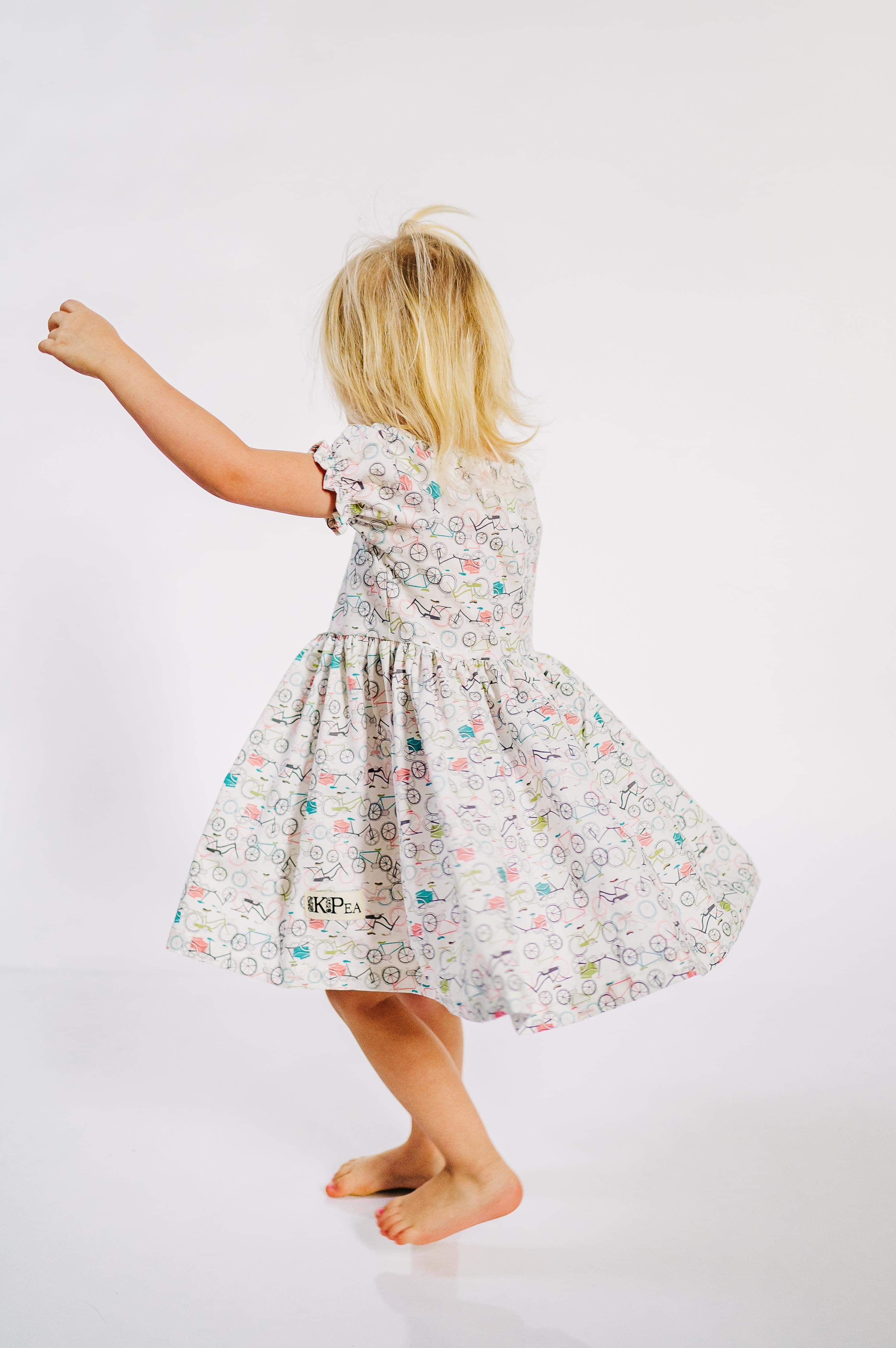 Tour D' France Peasant Puff Sleeved Twirl dress (ships in 2 weeks)